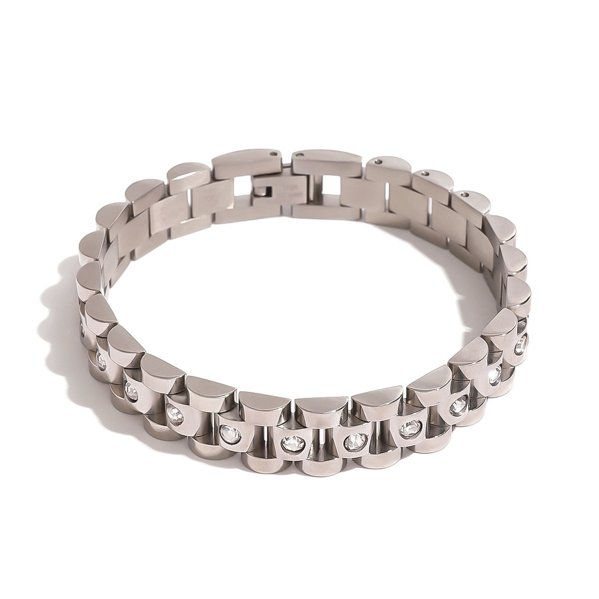 Antonia – Bracelet acier titane à maillons horlogers