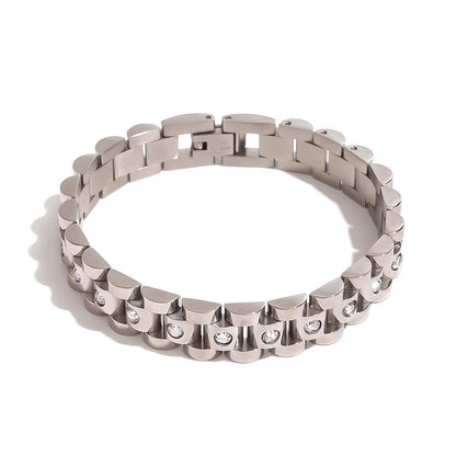 Antonia – Bracelet acier titane à maillons horlogers