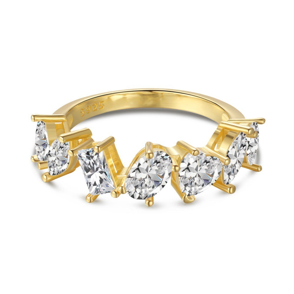 Keiko – Bague Anneau Sertie de Diamants à Taille Mixte