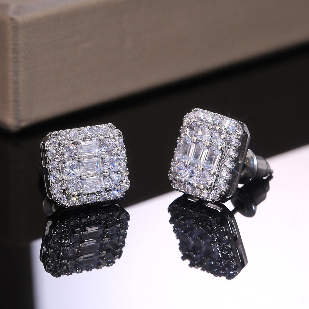Zia – Boucles d'Oreilles Carrées en Zircon Tout-en-Un