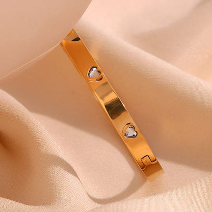 Anna – Bracelet cœur pêche micro-serti en acier inoxydable