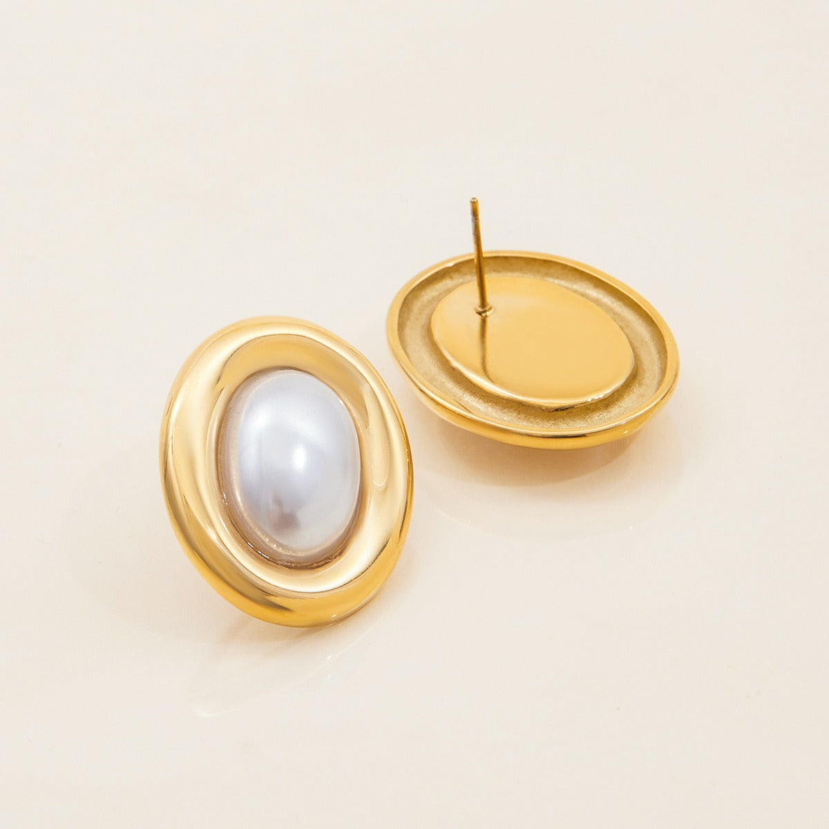 Colette – Boucles d'Oreilles Perle Vintage en Acier Inoxydable