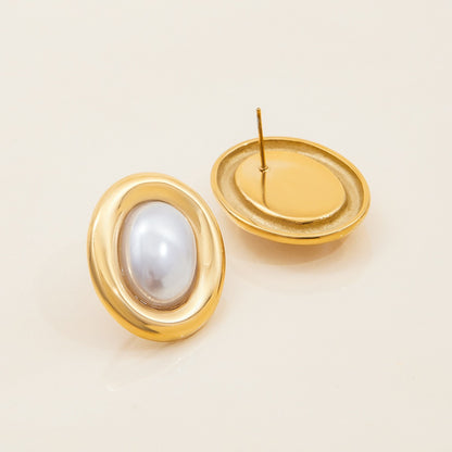 Colette – Boucles d'Oreilles Perle Vintage en Acier Inoxydable