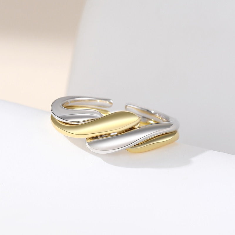 Elaine – Bague S925 en Argent avec Onde d'Eau Irrégulière
