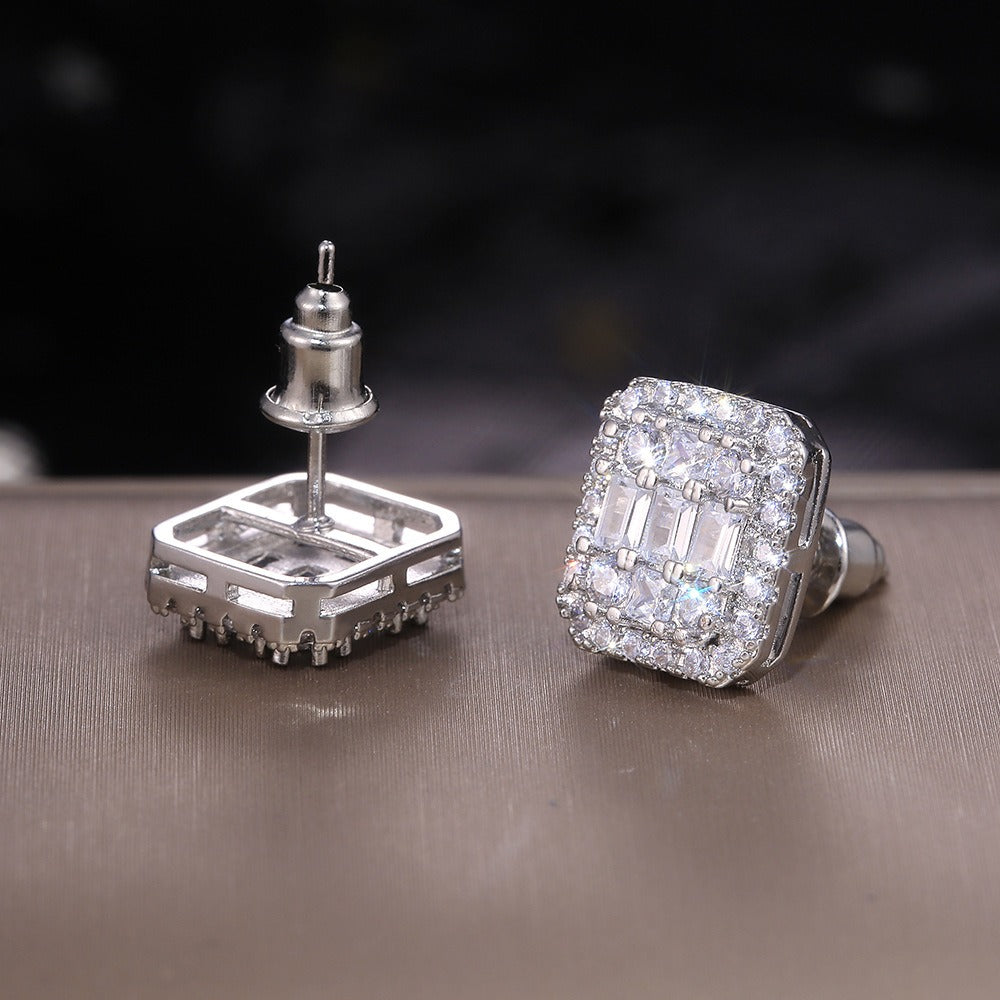 Zia – Boucles d'Oreilles Carrées en Zircon Tout-en-Un