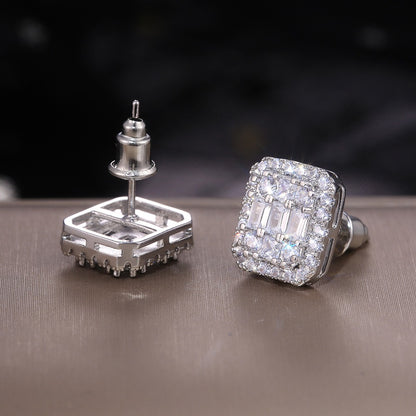 Zia – Boucles d'Oreilles Carrées en Zircon Tout-en-Un
