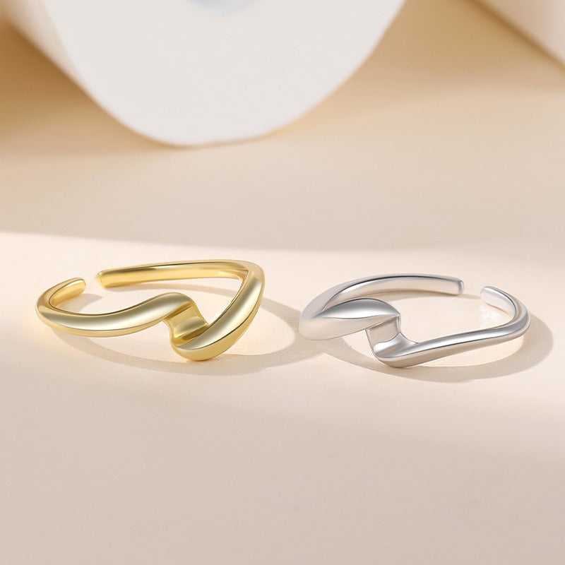 Elaine – Bague S925 en Argent avec Onde d'Eau Irrégulière