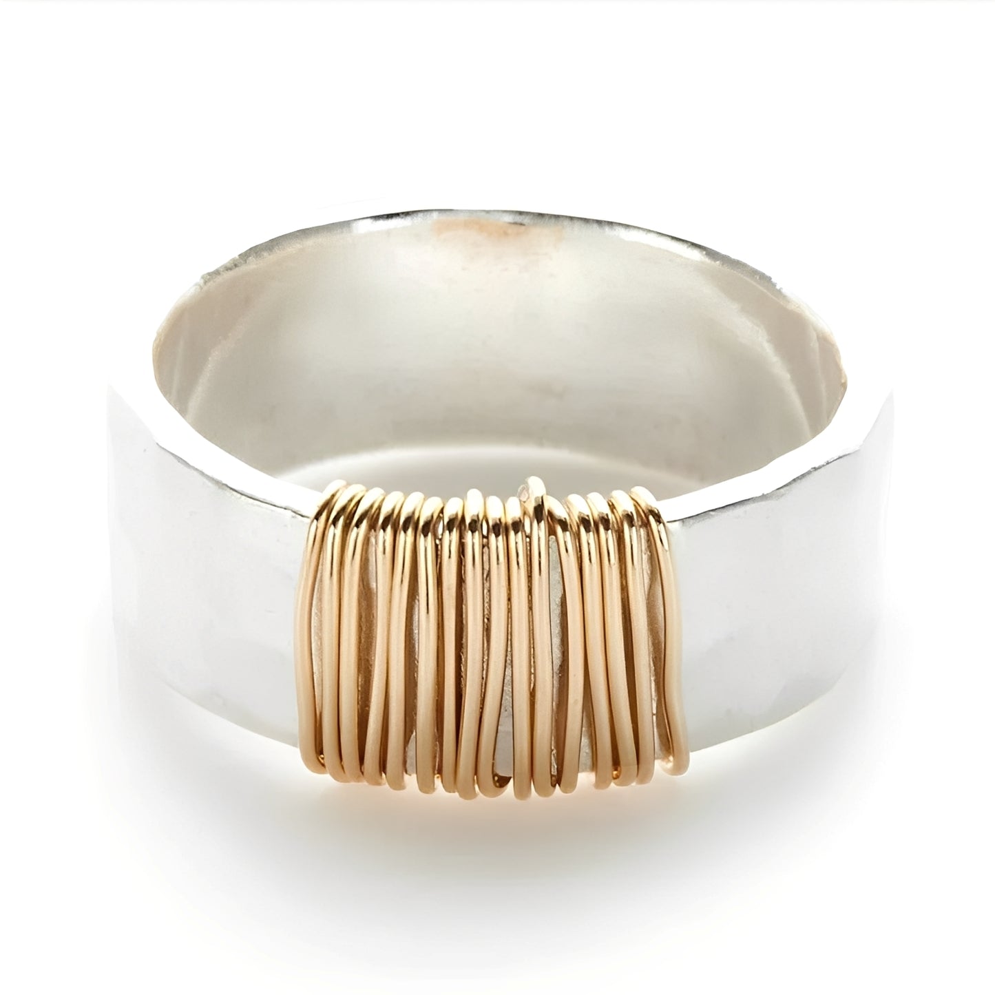 Cecile – Bague Argent Raffinée aux Fils Dorés