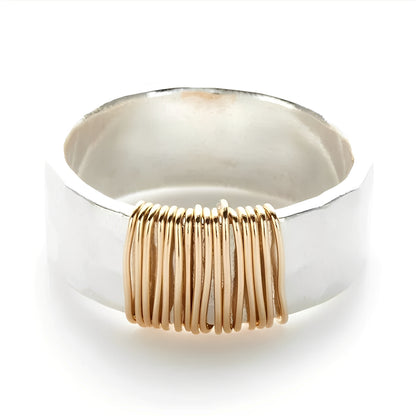 Cecile – Bague Argent Raffinée aux Fils Dorés