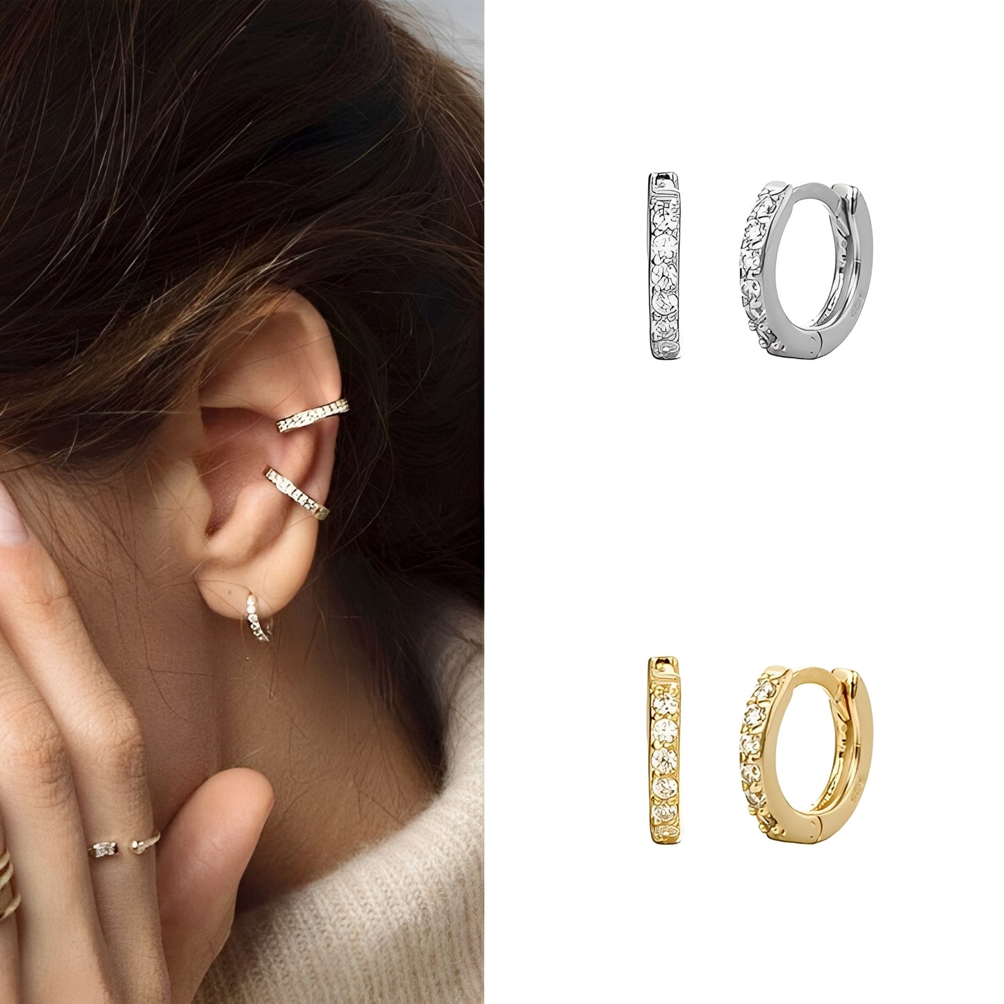 Amandine – Boucles d'oreilles Rondes Géométriques Micro-Pavées