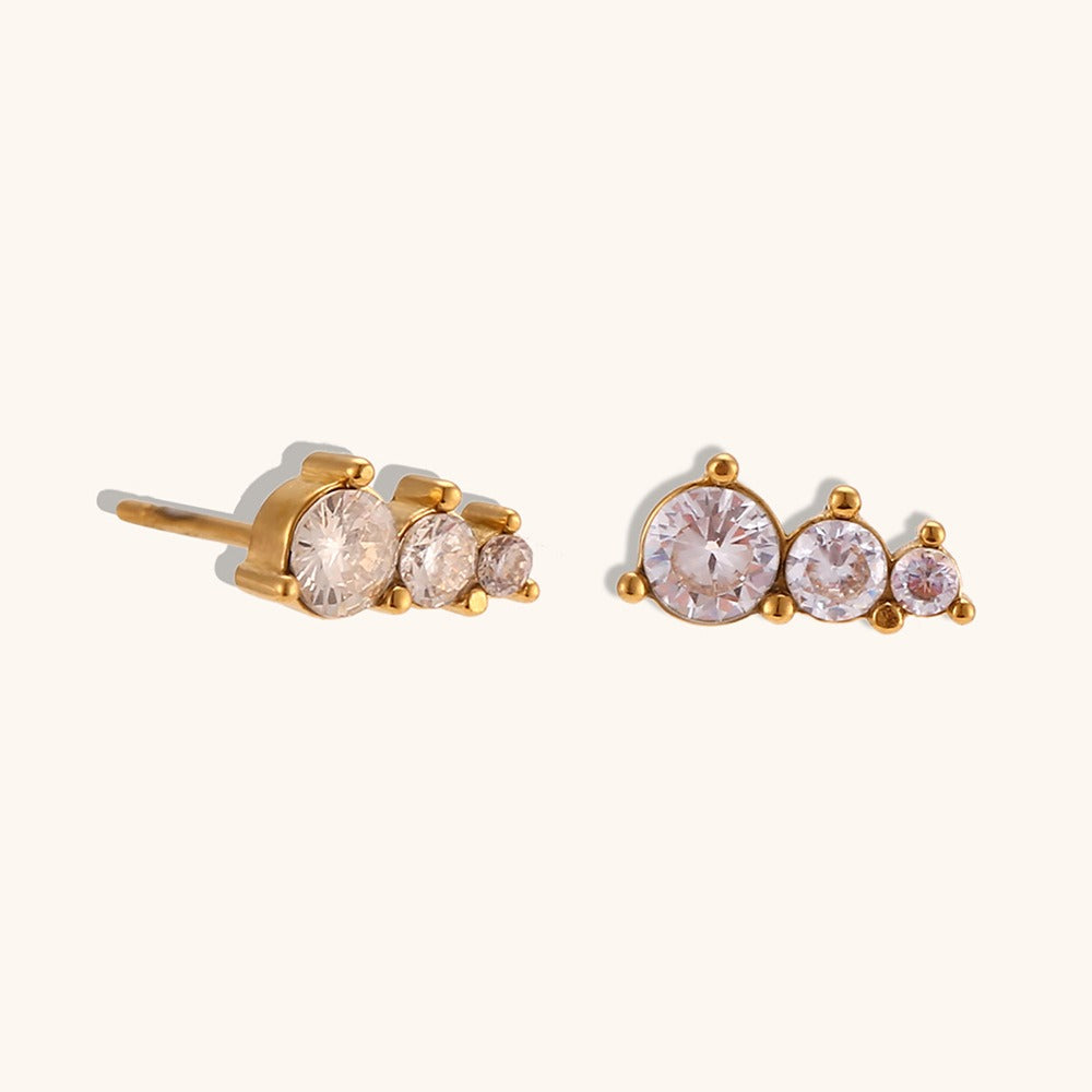 Celia – Boucles d'Oreilles en Zircon Trois Ronds Dégradés