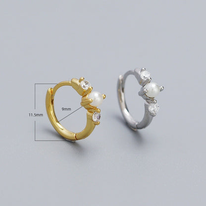 Elora – Boucles d’Oreilles Clip Rondes Perle & Pierre Incrustée