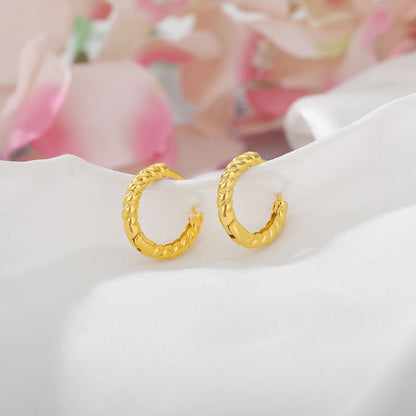 Manon – Boucles d'Oreilles Mini Créoles Corde en Or