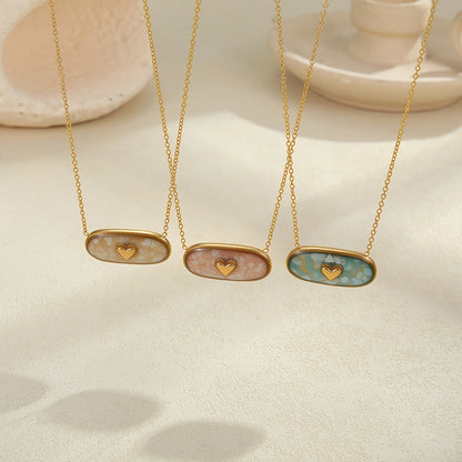 Amelie – Collier Cœur Émaillé Doré
