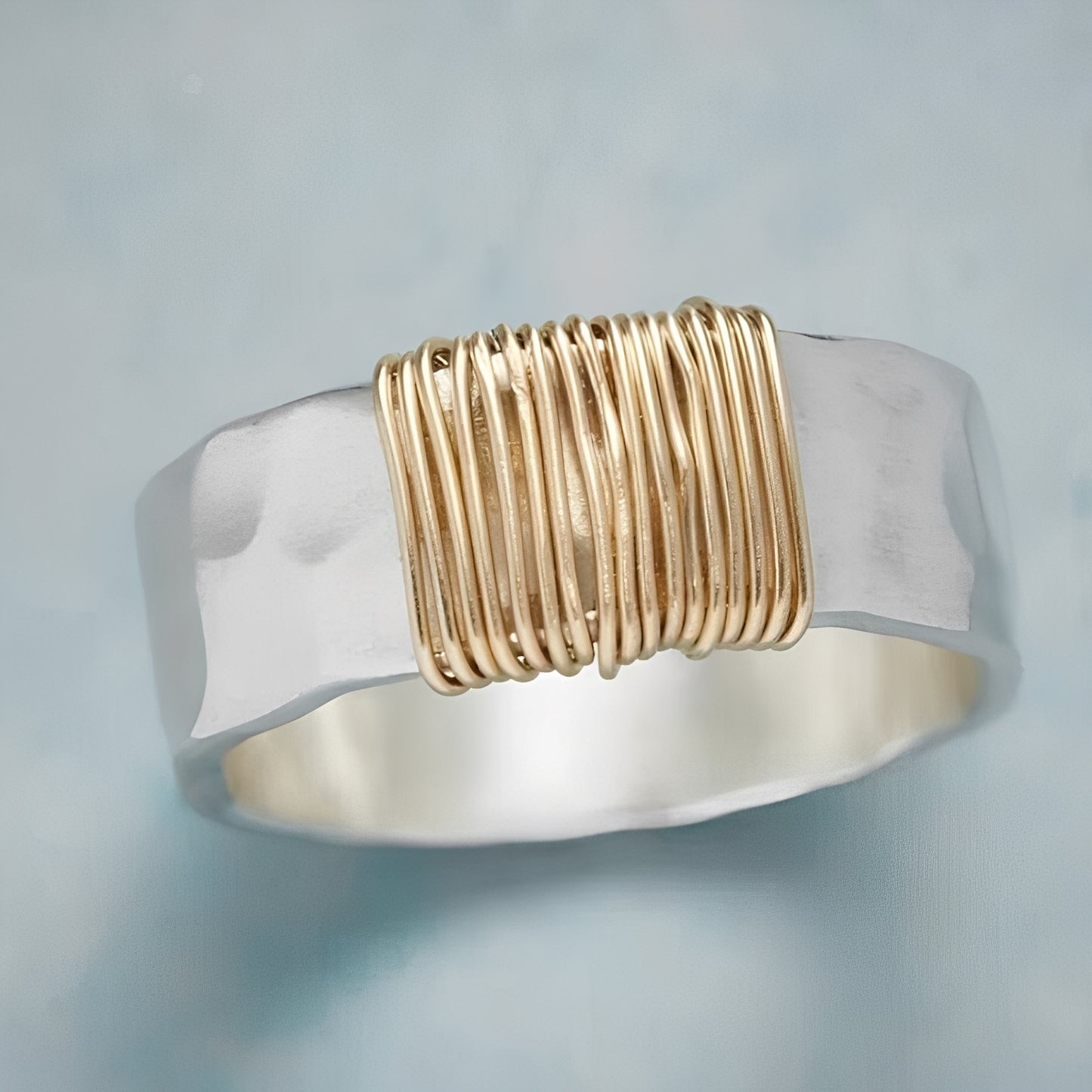 Cecile – Bague Argent Raffinée aux Fils Dorés