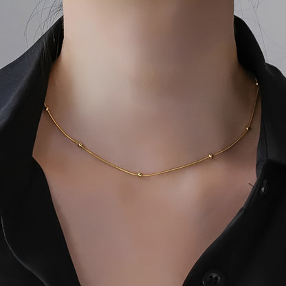 Aurya – Collier Chaîne Serpent Perlée Plaqué Or
