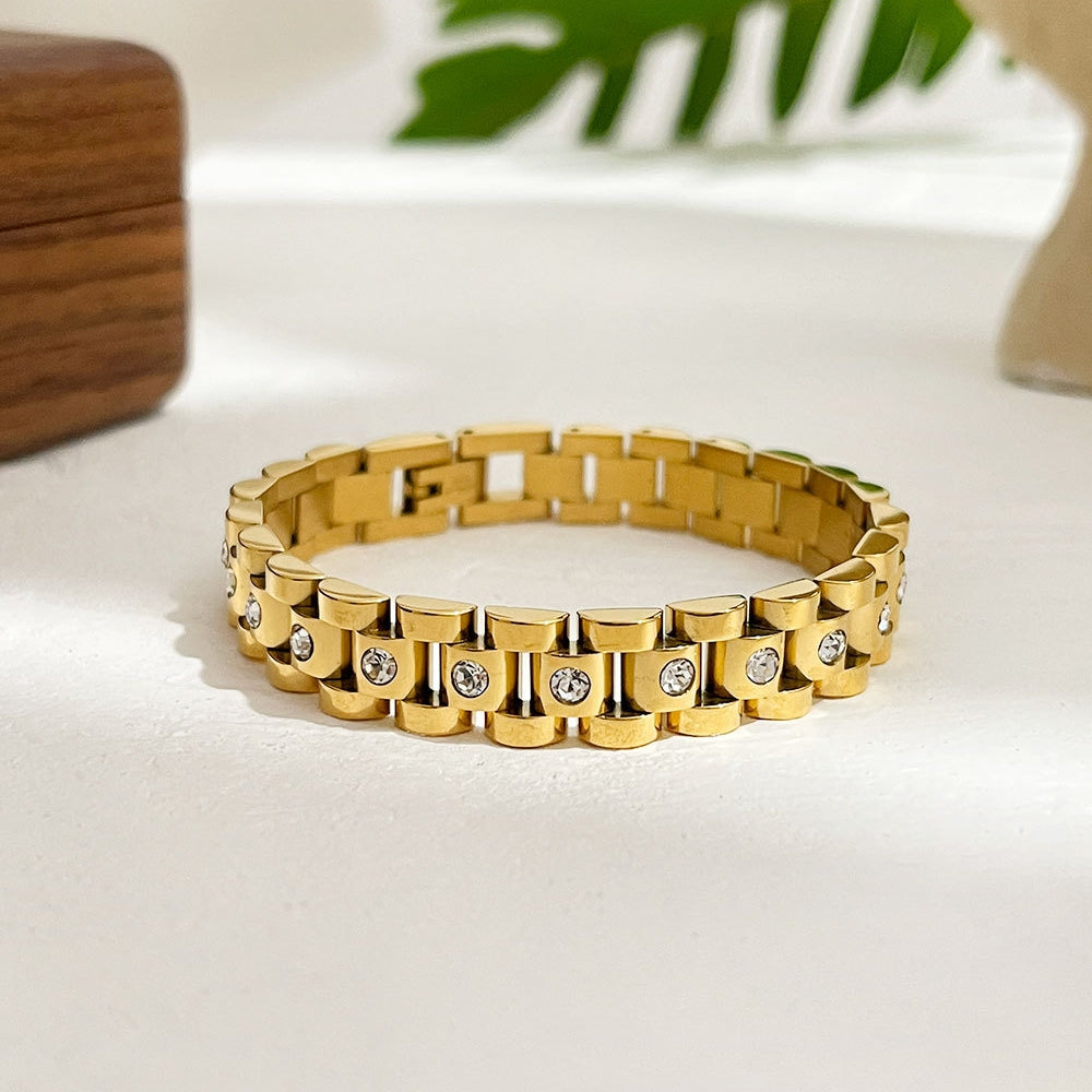 Antonia – Bracelet acier titane à maillons horlogers