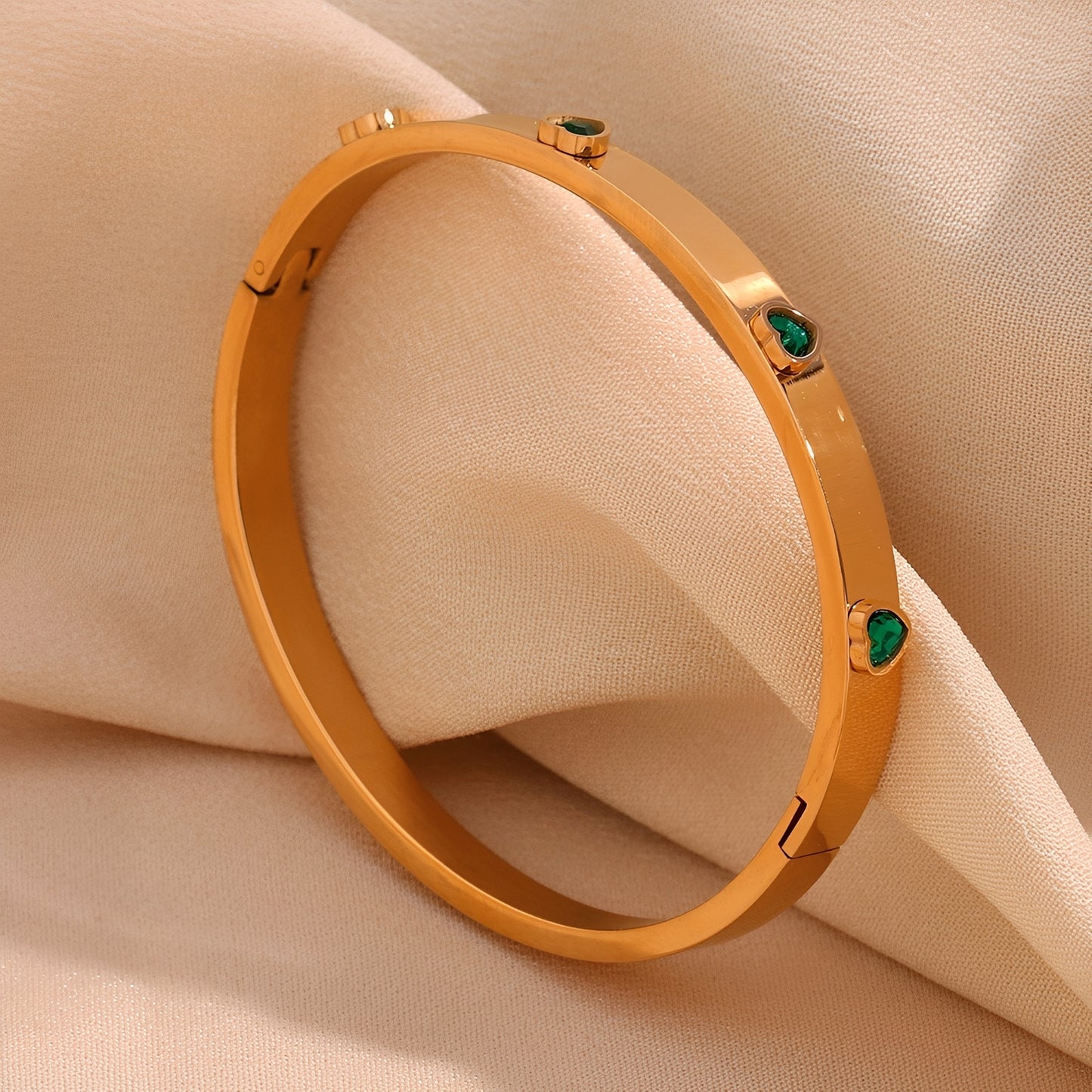 Anna – Bracelet cœur pêche micro-serti en acier inoxydable