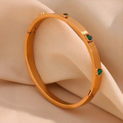 Anna – Bracelet cœur pêche micro-serti en acier inoxydable