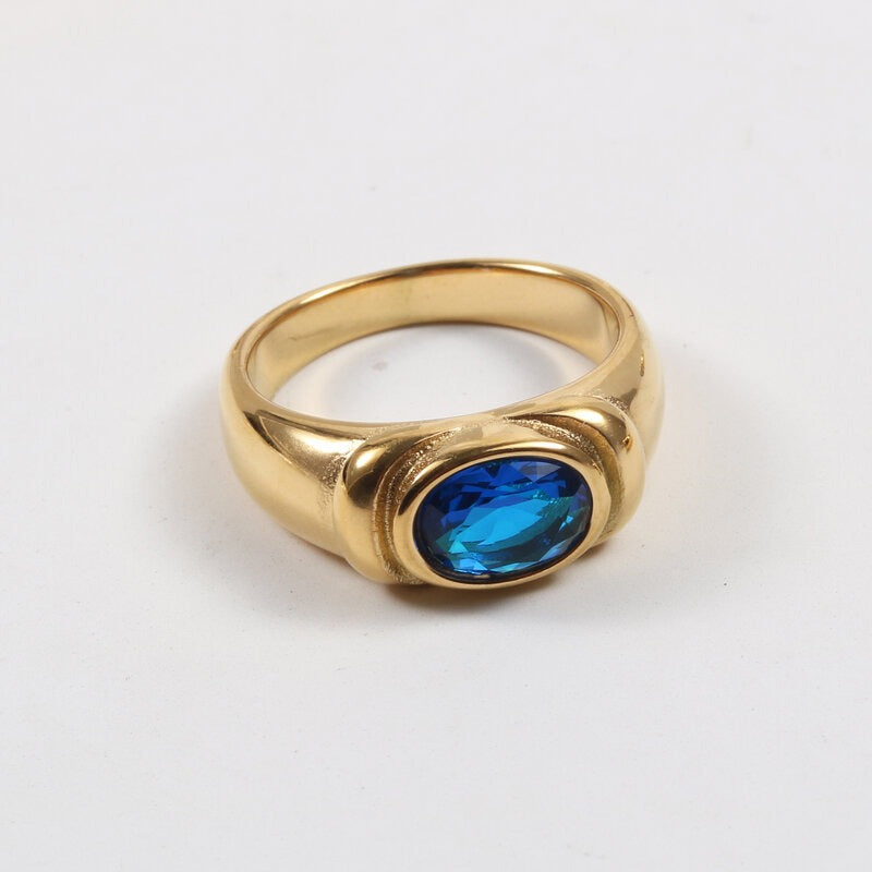 Alina – Bague Zircons Multicolores Plaquée Or