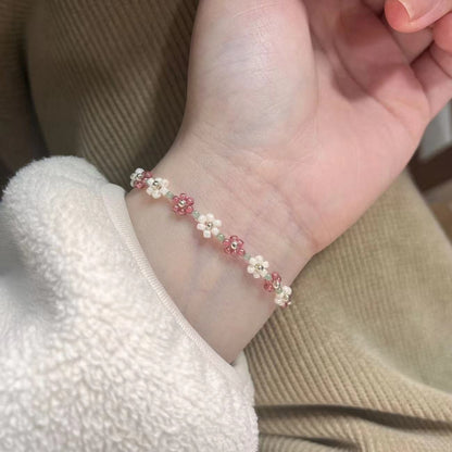 Lila – Bracelet Perlé avec Fleurs Printanières