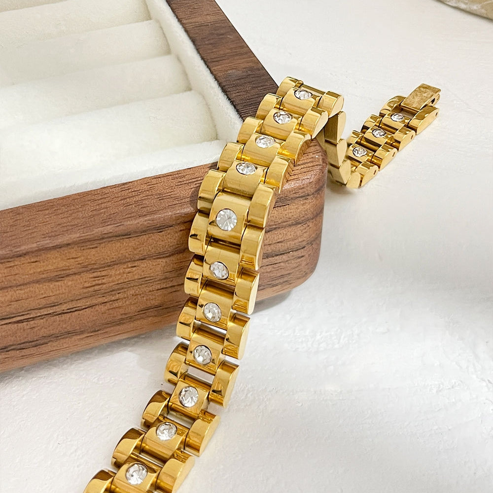 Antonia – Bracelet acier titane à maillons horlogers