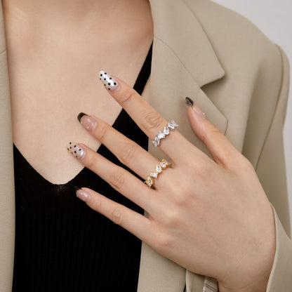 Keiko – Bague Anneau Sertie de Diamants à Taille Mixte
