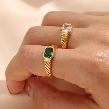 Zendy – Bague Zircon Acier Chic