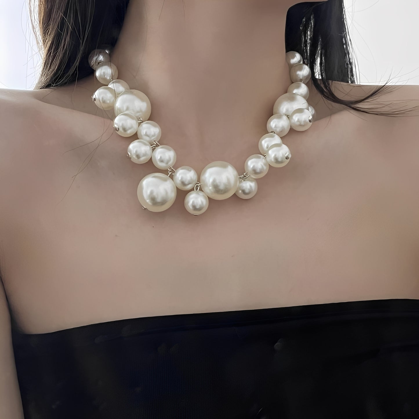 Lucie – Collier luxe léger avec perles grandes et petites