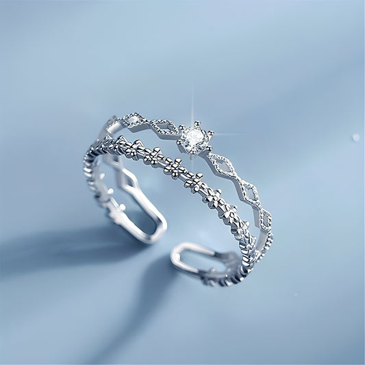 Aileen – Bague Argent Réglable & Zirconium