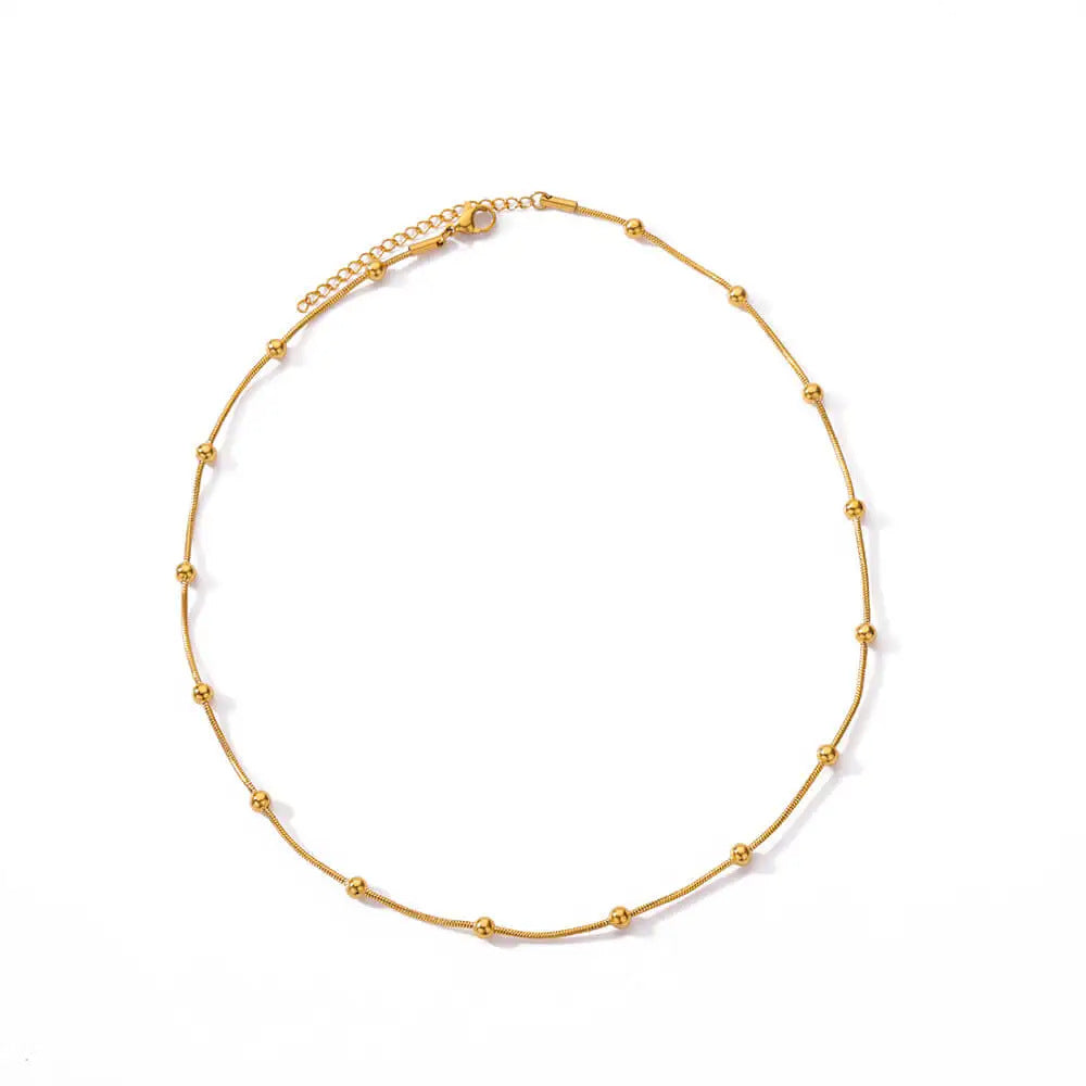 Aurya – Collier Chaîne Serpent Perlée Plaqué Or