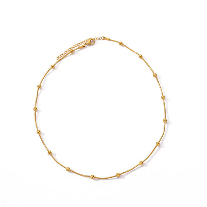 Aurya – Collier Chaîne Serpent Perlée Plaqué Or