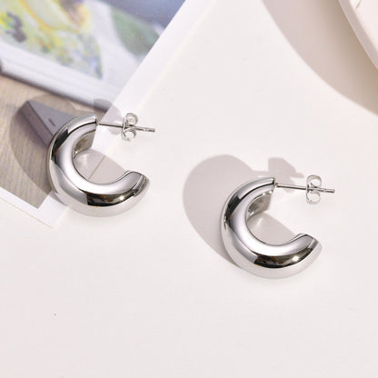 Naya – Boucles d’oreilles en acier inoxydable doré en forme C