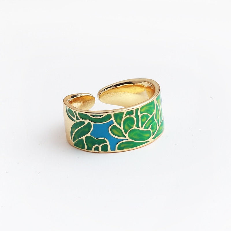 Kamille – Bague Camille Large Bleu Feuillage