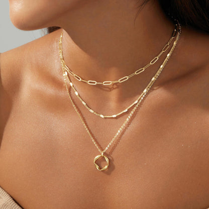 Cirea – Collier Clip Superposé à Cercles Électroplaqués