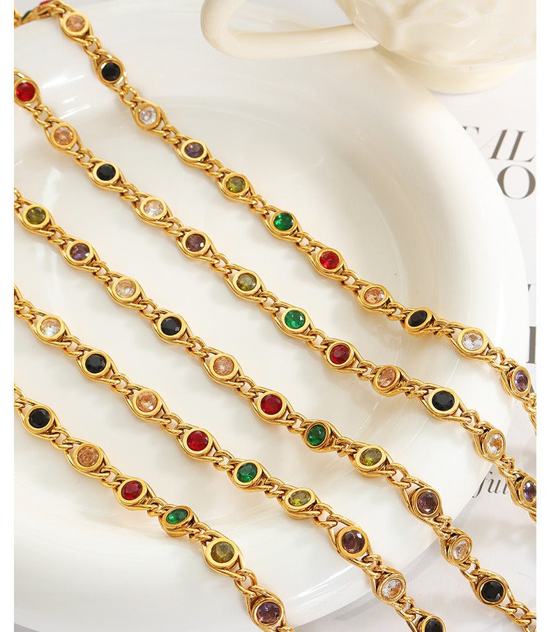 Yumi – Bracelet Œil de Poisson Coloré Plaqué Or