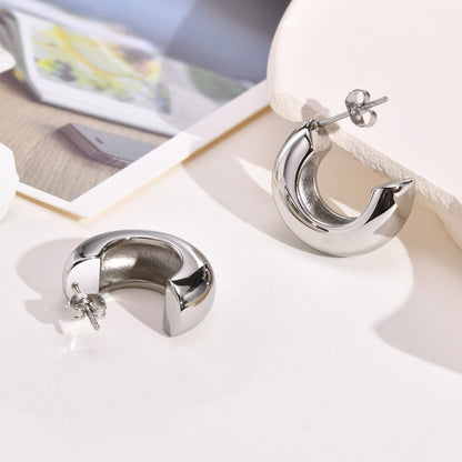 Naya – Boucles d’oreilles en acier inoxydable doré en forme C