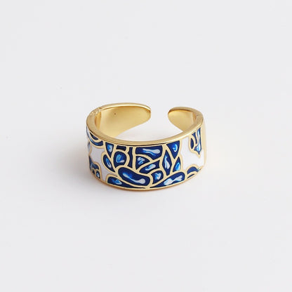 Kamille – Bague Camille Large Bleu Feuillage