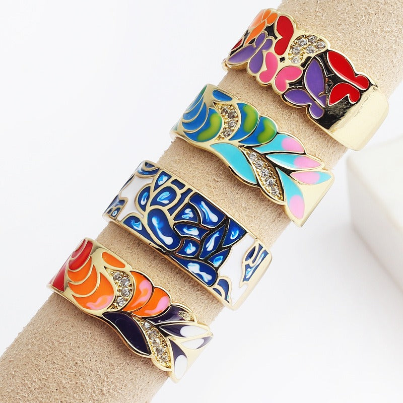 Kamille – Bague Camille Large Bleu Feuillage