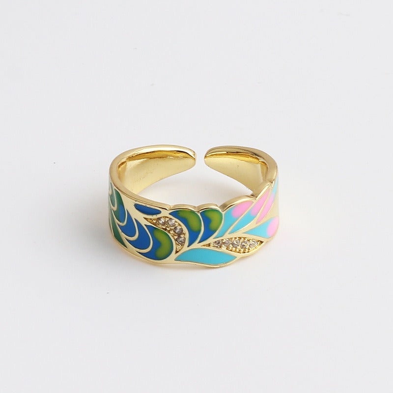 Kamille – Bague Camille Large Bleu Feuillage