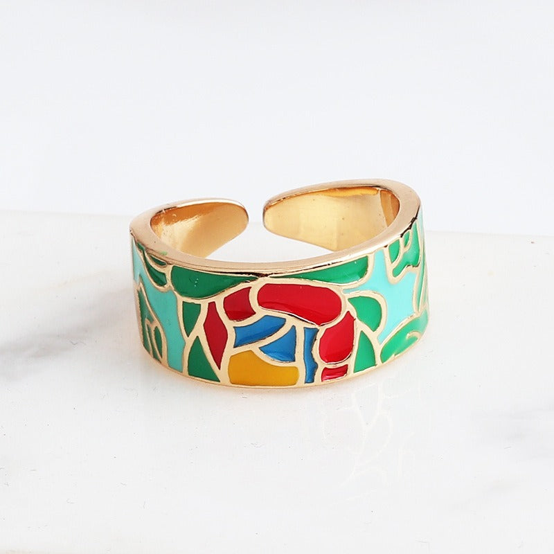 Kamille – Bague Camille Large Bleu Feuillage