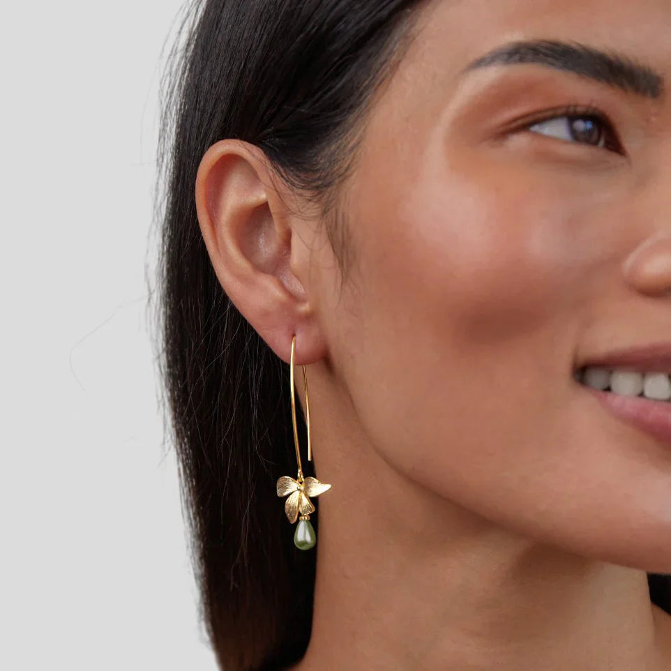Kreselle – Boucles d’Oreilles Goutte Feuille Perle