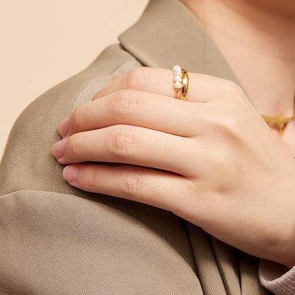 Miori – Bague Perle Naturelle Dorée