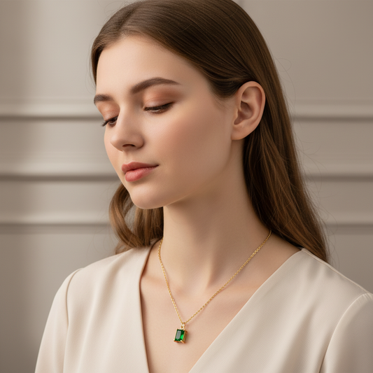 Virella – Collier minimaliste à pendentif carré doré