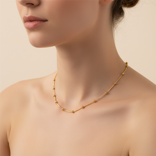 Aurya – Collier Chaîne Serpent Perlée Plaqué Or