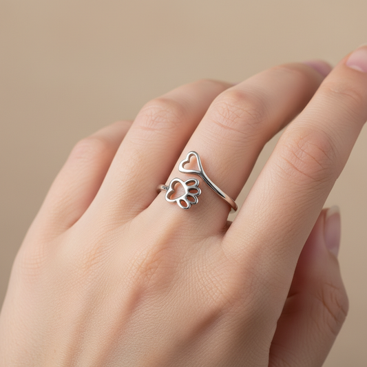 Alexa – Bague Amour à Imprimé Chien et Cœur Creux