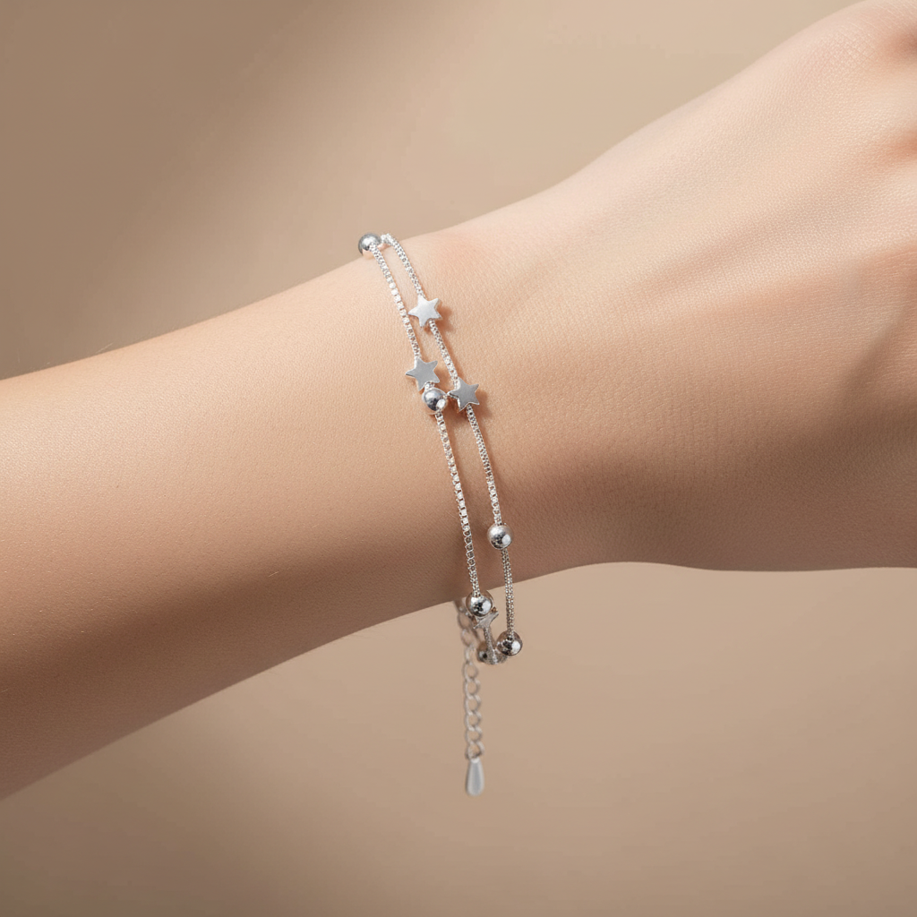 Yuna – Bracelet Double Cercle Étoilé Style Coréen