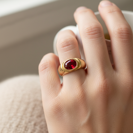 Alina – Bague Zircons Multicolores Plaquée Or