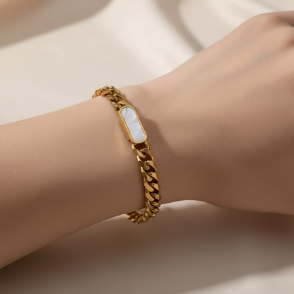 Marcie – Bracelet Cubain en Métal Titane Plaqué Or