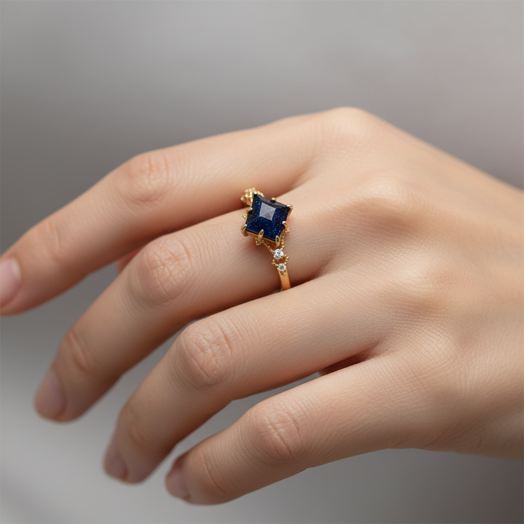 Nerisa – Bague Obsidienne Nuit Sombre